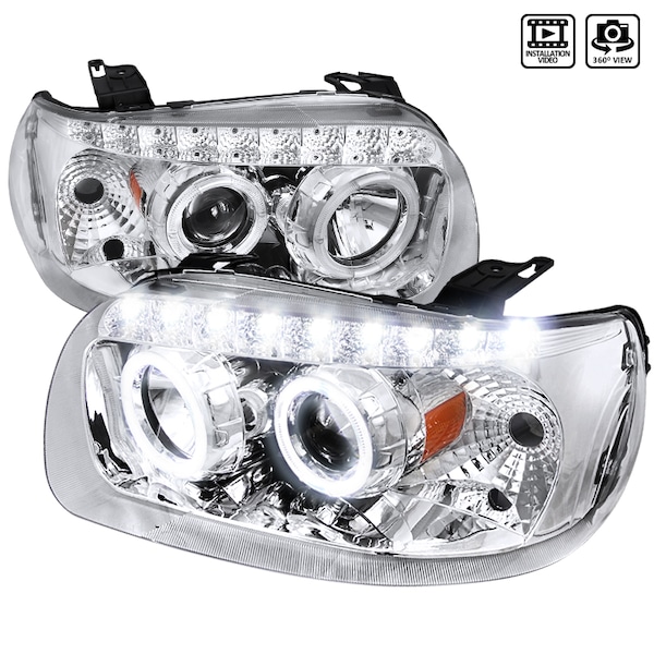 Spec-D Tuning 05-07 Ford Escape Projector Headlight Chrome With Amber Reflector 2LHP-ECAP05-RS - main